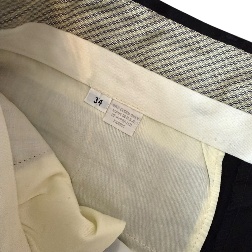 NWT Hart Schaffner Marx 100% Wool Dress Pants 34 Black Pleated Unhemmed - Picture 5 of 7
